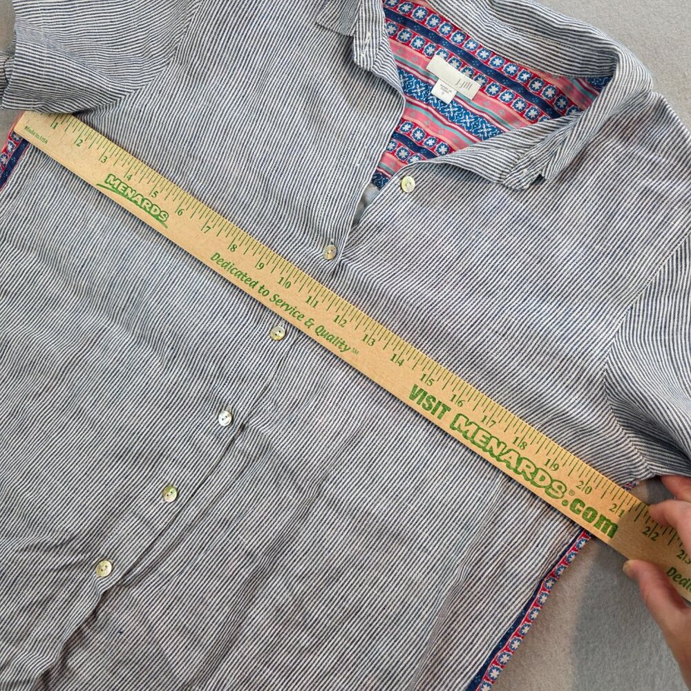 J. Jill Linen Cotton Mixed Media Pearlescent Button Front Bohemian Floral Blouse - Picture 9 of 10